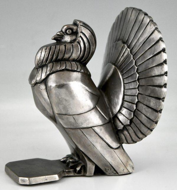 Art Deco silvered bronze dove bookends.