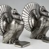 Art Deco silvered bronze dove bookends.