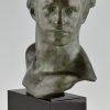 Sculpture en bronze Art Déco, buste d’un jeune homme.