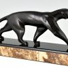 Art Deco bronzen panter sculptuur