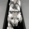 Art Deco panter sculptuur in verzilverd brons