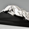 Art Deco silvered bronze sculpture of a panther.