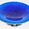 Art Deco blue ceramic and chrome fruit dish