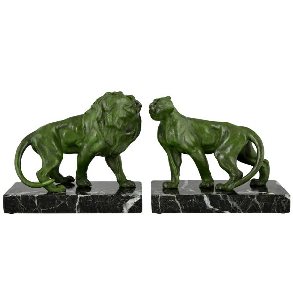 Art Deco lion bookends