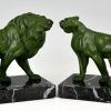 Art Deco lion bookends