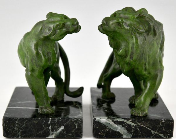 Art Deco lion bookends