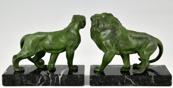 Art Deco lion bookends