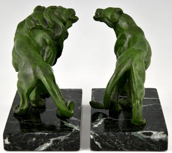 Art Deco lion bookends