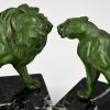 Art Deco lion bookends