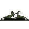 Art Deco sculptuur naakte vrouw met gazelle, Seduction.