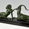 Art Deco sculpture nude with gazelle Seduction