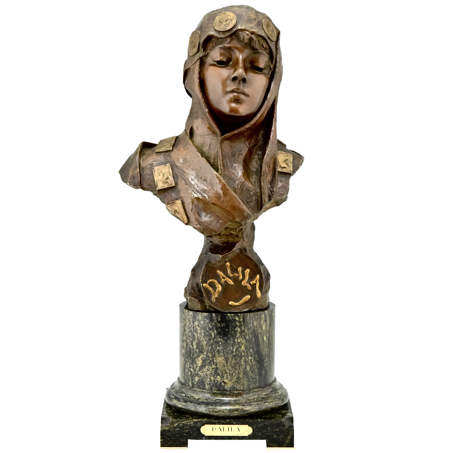 Art Nouveau bronze buste d’une femme orientale Dalilia