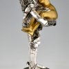 Art Nouveau bronze sculpture knight with nude Celui qui fut pris