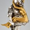 Art Nouveau bronze sculpture knight with nude Celui qui fut pris