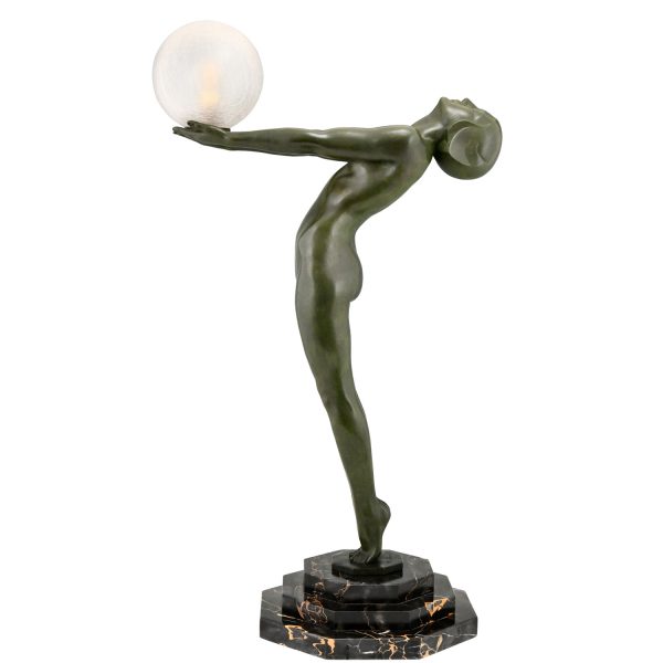 Art Deco lamp standing nude with globe Clarté original 1928 H. 84 cm / 33 inch