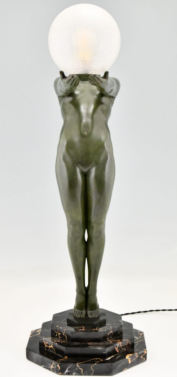 Lampe Art Deco femme nue Clarté original 1928 H. 84 cm. / H. 33 inch.