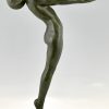 Art Deco lamp naakte vrouw met bal Clarté 1928 origineel, H. 84 cm / 33 inch.