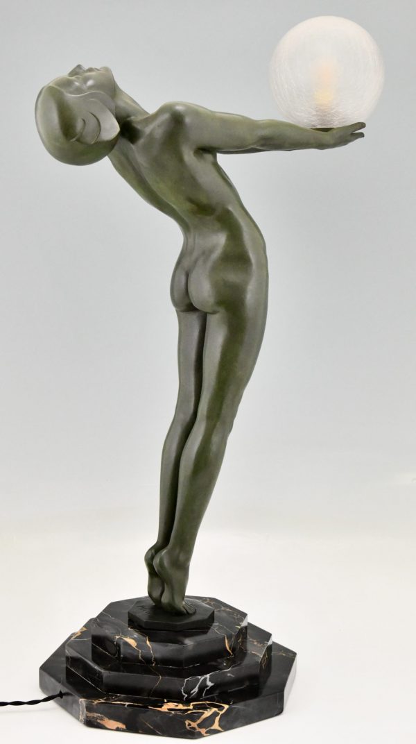 Lampe Art Deco femme nue Clarté original 1928 H. 84 cm. / H. 33 inch.