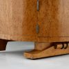 Pair of Art Deco semi circle bedside tables birdseye maple