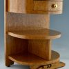 Pair of Art Deco semi circle bedside tables birdseye maple