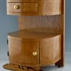 Pair of Art Deco semi circle bedside tables birdseye maple