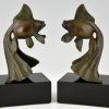 Art Deco bronze fish bookends Garreau - 2