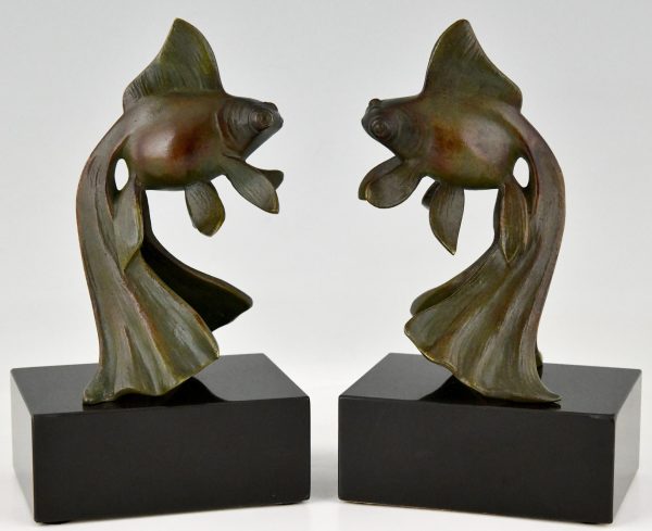 Art Deco bronze fish bookends Garreau - 2