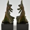 Art Deco bronze goldfish bookends