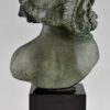 Art Deco bronzen beeld buste vrouwelijke sater
