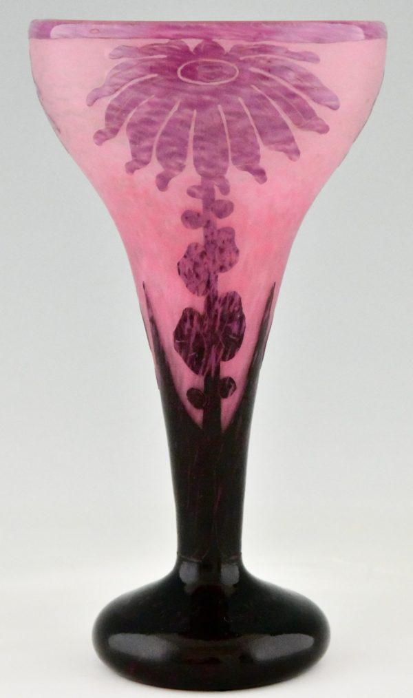 Art Deco cameo glass vase with flowers