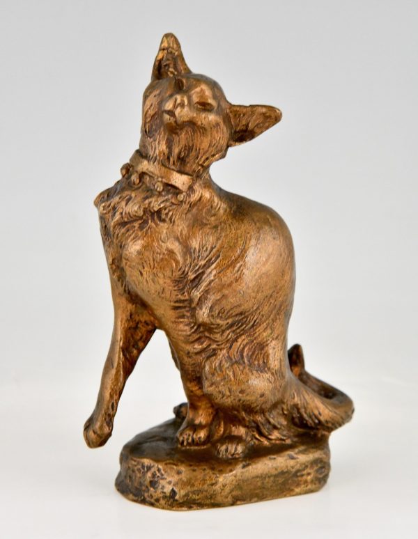 Art Nouveau sculpture en bronze d’un chat
