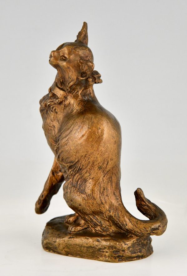 Art Nouveau bronzen sculptuur van een kat