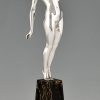 Art Deco bronzen sculptuur naakte vrouw met duif