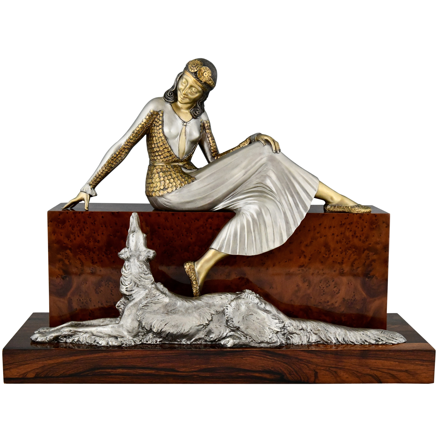 Lemo Art Deco bronze sculpture lady