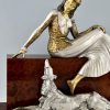 Art Deco bronze sculptuur vrouw met windhond