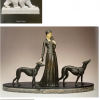 Art Deco sculpture lady with greyhound dogs