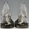 Pair of Art Deco lamps with seals