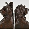 Art Deco bronze terrier dog bookends. by Fiot