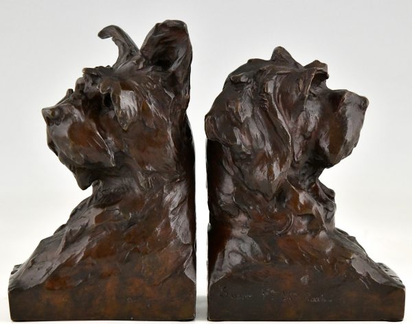 Art Deco bronze terrier dog bookends. by Fiot