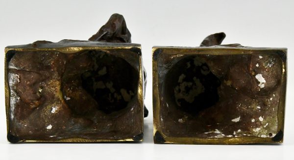 Art Deco bronze sculpture terrier dog bookends