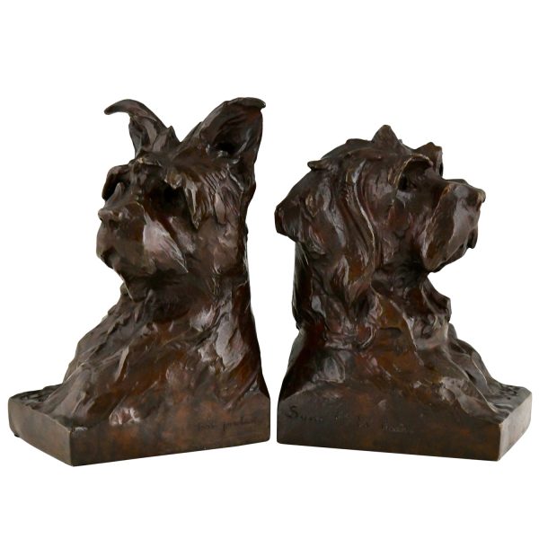 Art Deco bronze terrier dog bookends. 