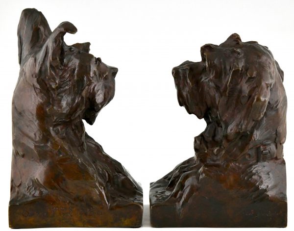 Art Deco bronze sculpture terrier dog bookends