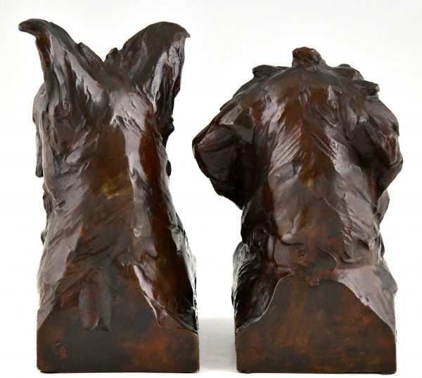 Art Deco bronzen sculpturen boekensteunen terrier honden