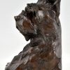 Art Deco Bronze Skulptur Buchstützen Hund Terrier