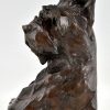 Art Deco sculpture serre livres bronze buste de chiens terriers