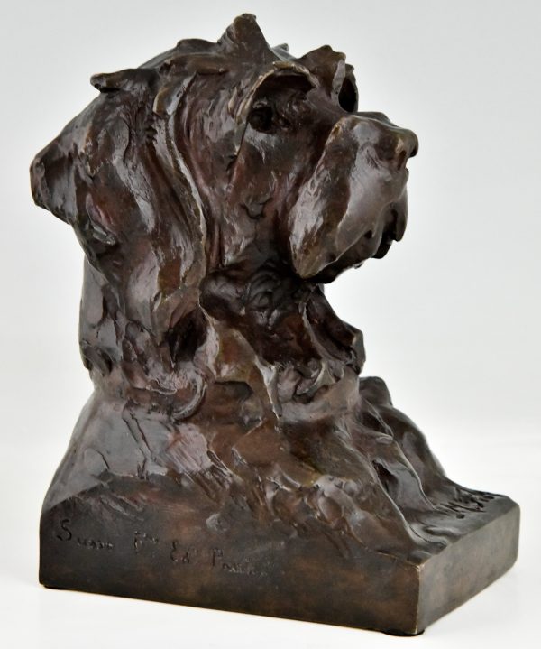 Art Deco Bronze Skulptur Buchstützen Hund Terrier