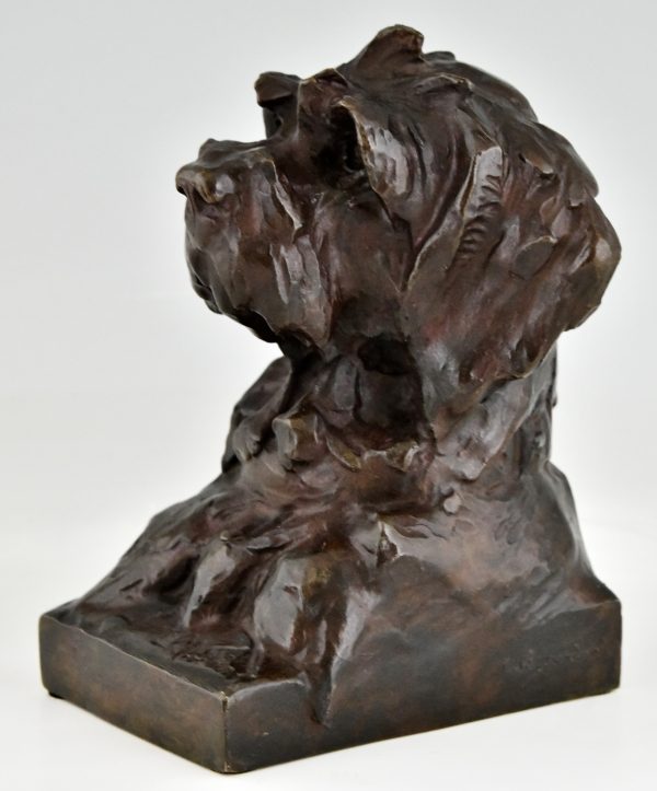 Art Deco Bronze Skulptur Buchstützen Hund Terrier