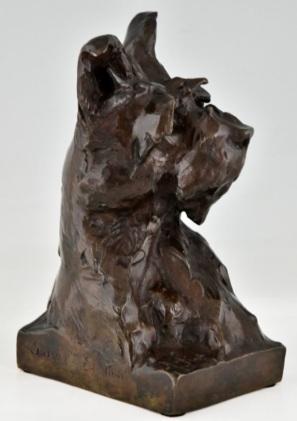 Art Deco Bronze Skulptur Buchstützen Hund Terrier