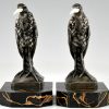 Art Deco serre livres en bronze hérons