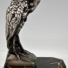 Art Deco bronzen boekensteunen met reigers